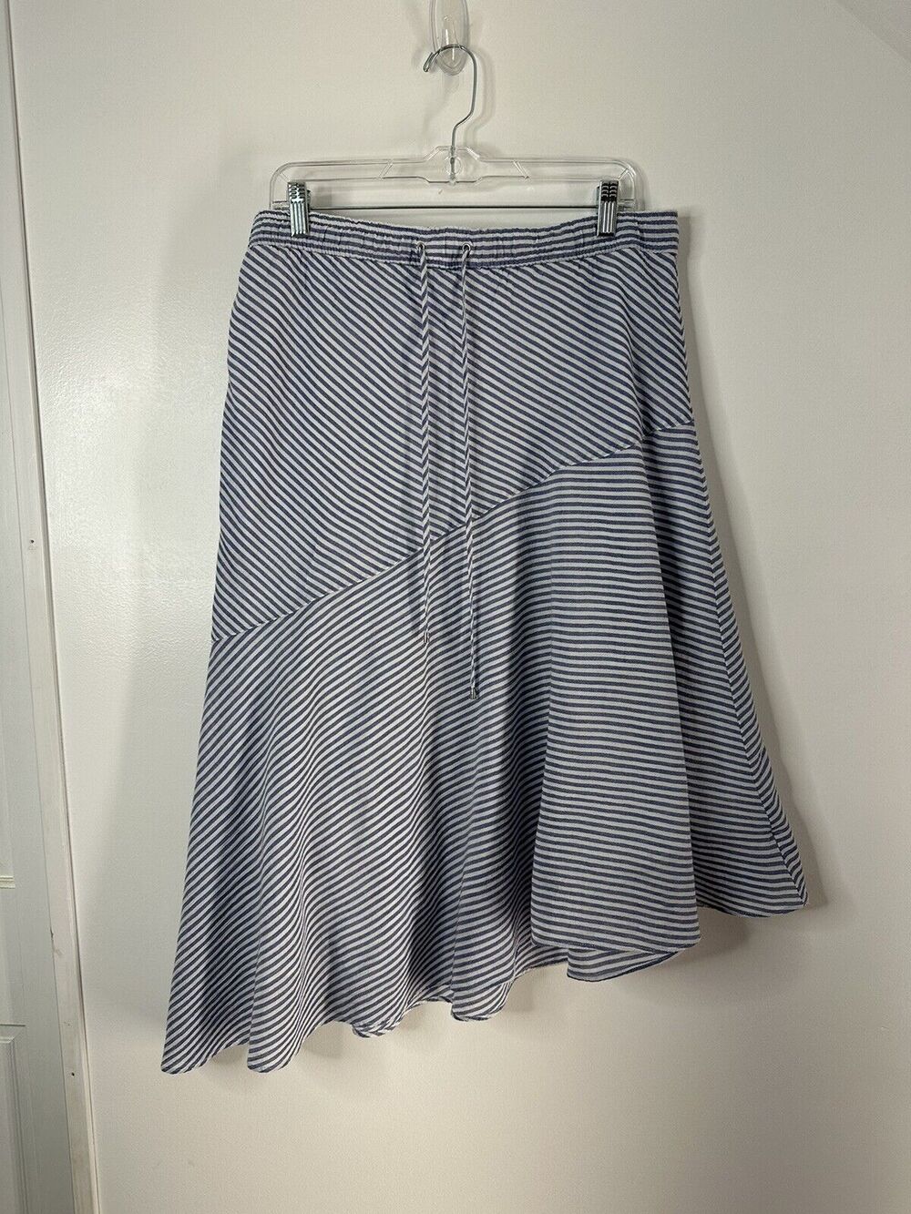 Lauren Ralph Lauren Asymmetrical Hem Skirt MIDI Length Size 12 Lined Elastic